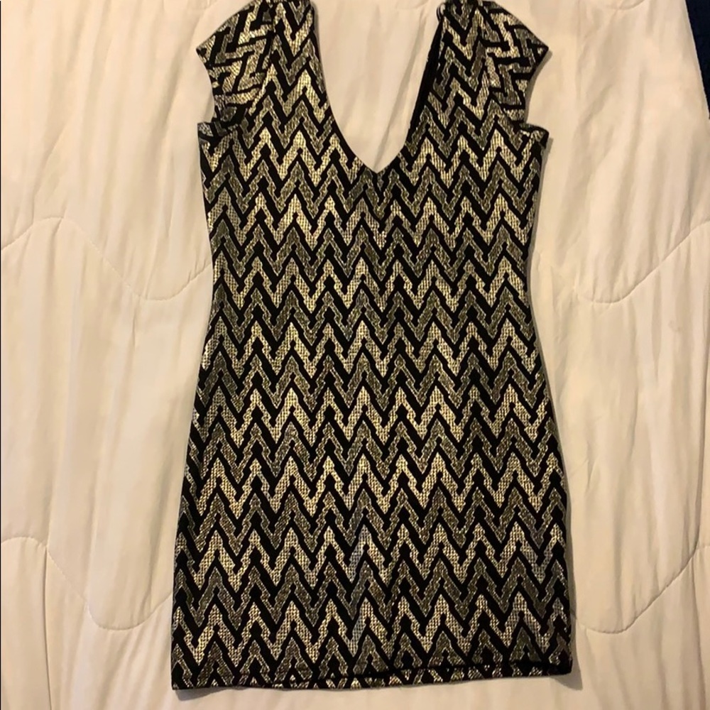 Black and gold party dress